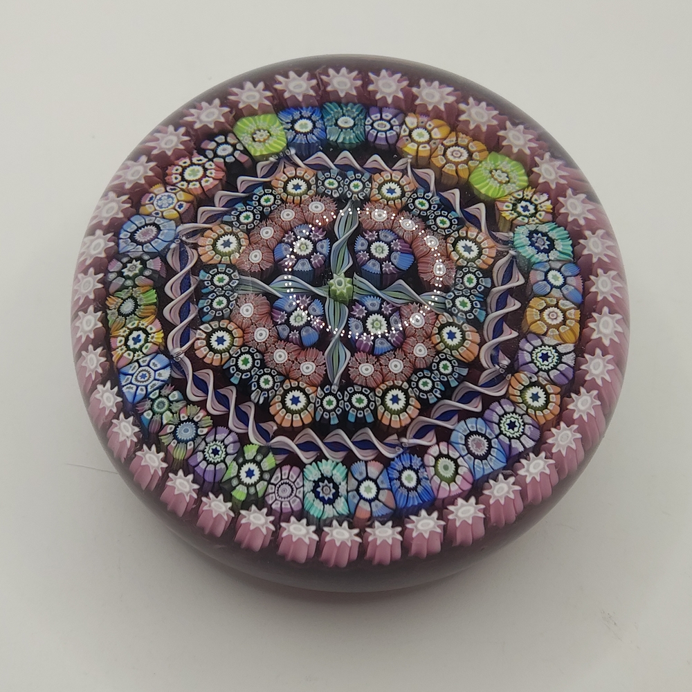 Colorful Millefiori Glass Paperweight